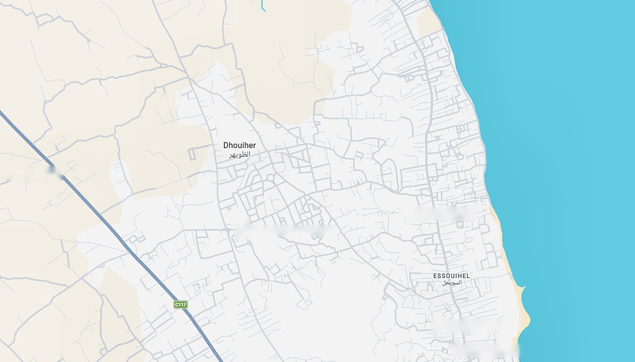 Carte du quartier de Dhouiher, Zarzis